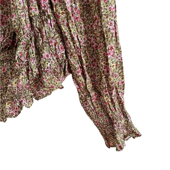 NWT H&M Pink Peasant Boho Floral Whimsy Smocked Long Sleeve Blouse Top Size XXL - Picture 6 of 8